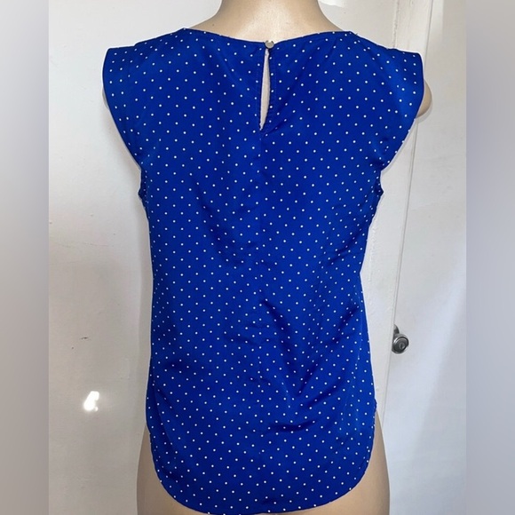 SOLD CANDIE’S Polkadot PinUp Royal Blue White Blouse Sz S - Picture 3 of 4
